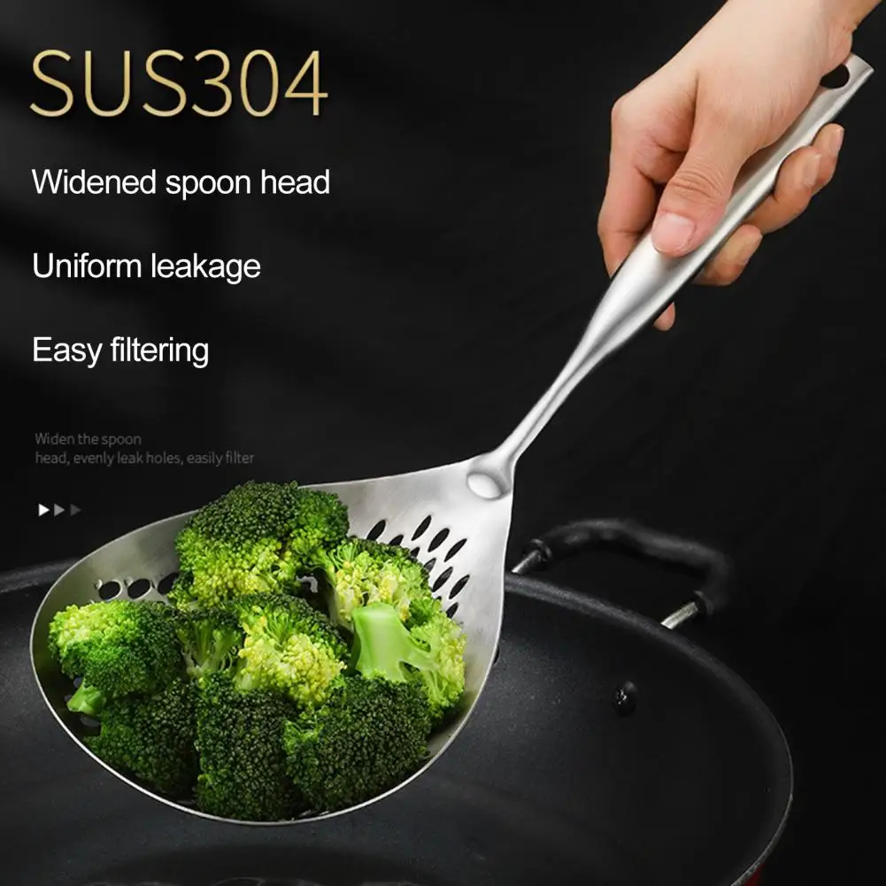 

Heat-resistant Skimmer Heavy Duty Stainless Steel Slotted Spoon for Dumplings Noodles Pasta Long Handle Kitchen Strainer Tool