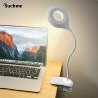 suchme clip desk lamp 1200mah li on battery usb rechargeable 60 pcs leds 360 dgree flexible gooseneck bed light eye protection