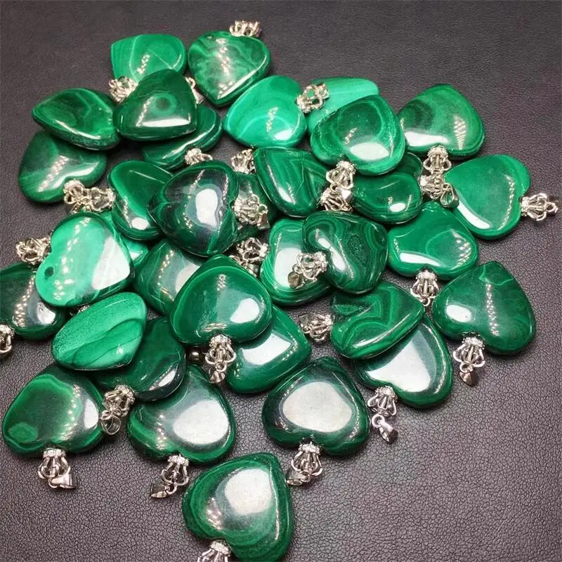 1 шт. Женская цепочка с кулоном в виде сердца из натурального малахита