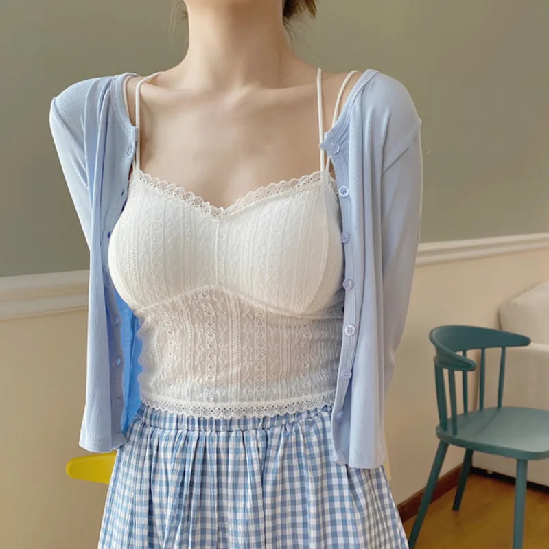 

Женский кружевной топ на бретельках, белый облегающий топ без косточек с двойными бретельками, лето 2022