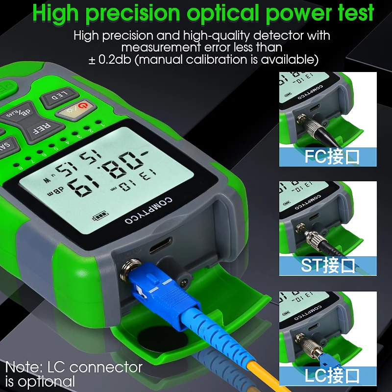 Mini Optical Power Meter AUA-MC7/MC5/M7/M5 Fiber Optic Cable Tester OPM -70~+10/-50~+26dBm With Network Test and LED Lighting
