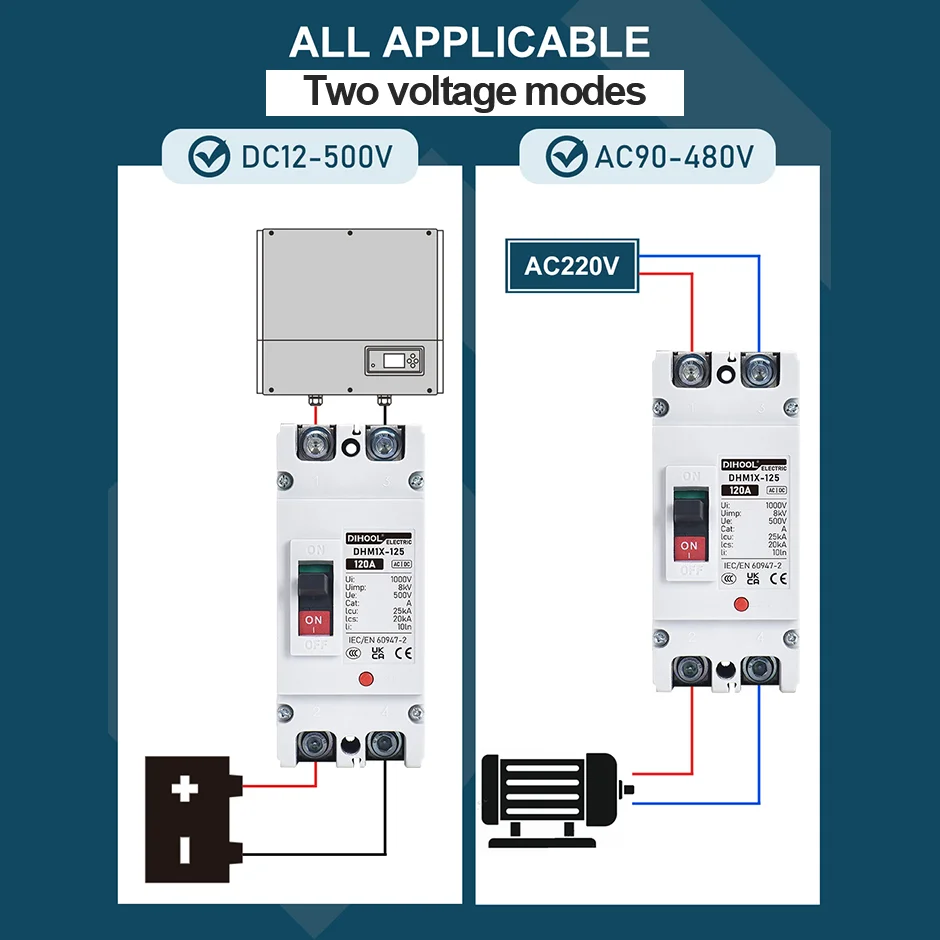 Автоматический выключатель постоянного тока MCCB 500 В 25 ка а фотогальваническая