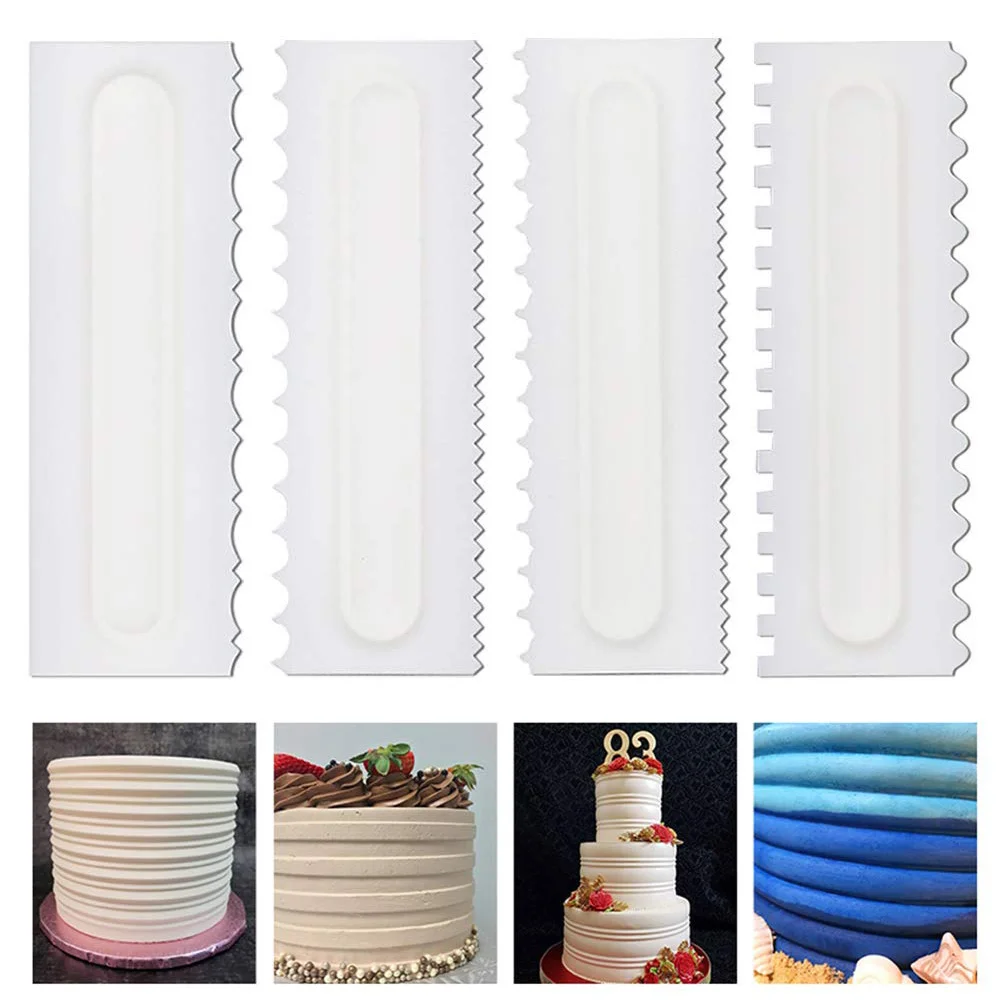 

1 Pcs Long Cake Icing Comb Buttercream Icing Smoother Tools Plastic Cake Side Scraper 2 Sided Decorating Tools 004420