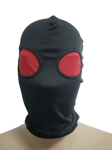 Черная маска капюшон с красными сетчатыми глазами для взрослых унисекс костюмы Zentai аксессуары для Вечерние Маски на Хэллоуин Косплей