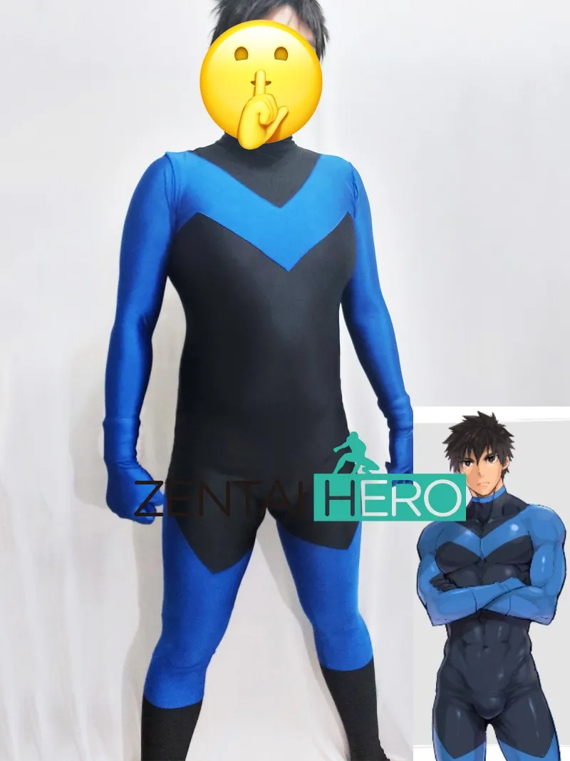 

Мужской костюм для косплея Аниме Синий/Черный Zentai боди костюмы трико комбинезон для мужчин и детей