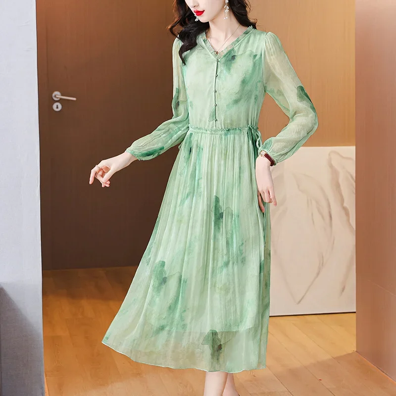 Высококачественное утягивающее шелковое платье больших размеров для женщин