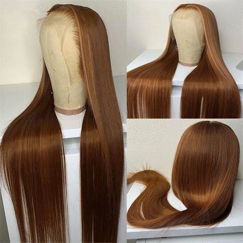 

Preplucked Soft 180%Density 26Inch Honey Blonde Silky Straight Long Natural Hairline Glueless Lace Front Wig For Women Babyhair