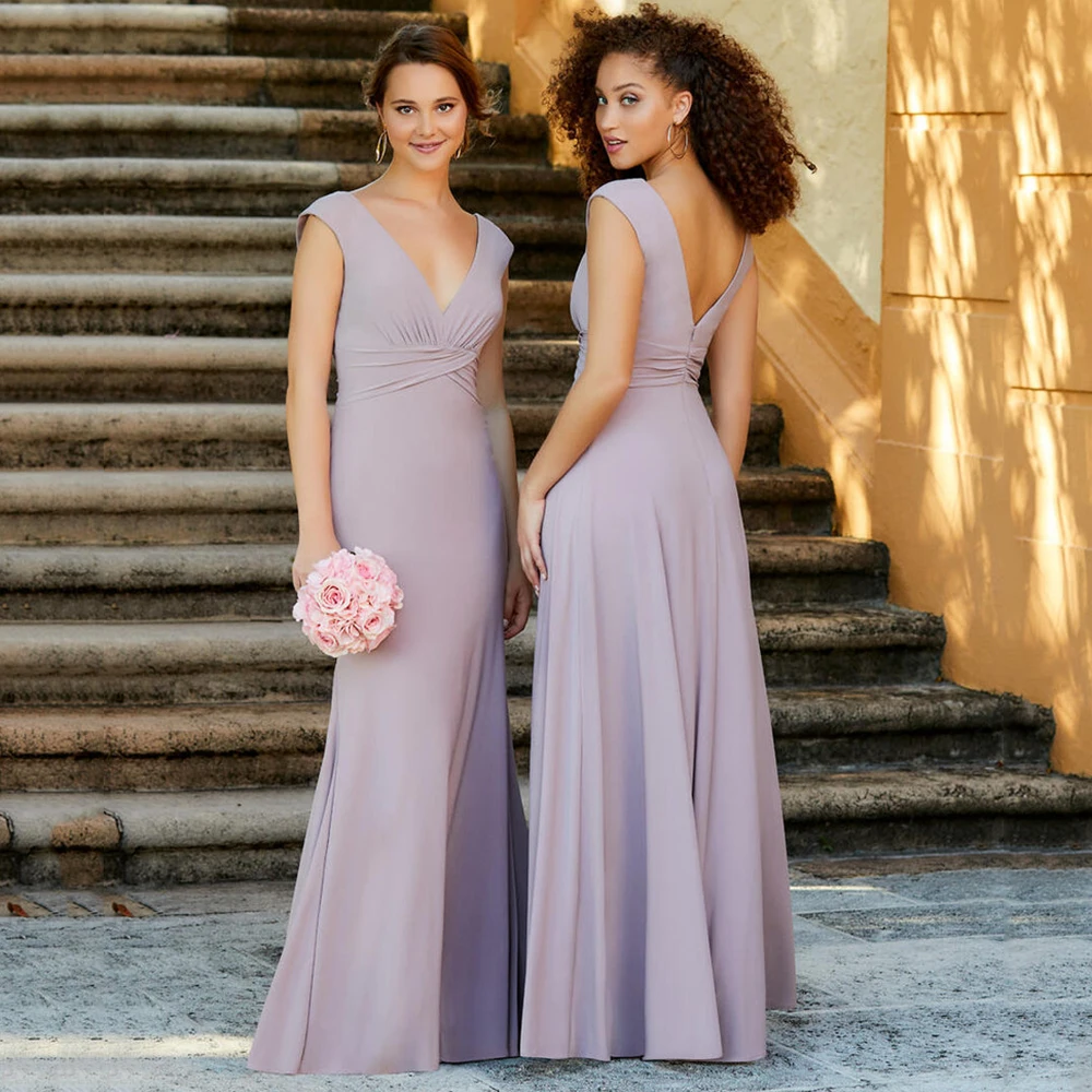 

2022 Vintage Simple Mermaid Bridesmaid Dresses Sleeveless Floor Length Backless Guest Gowns Women For Wedding Party Customized