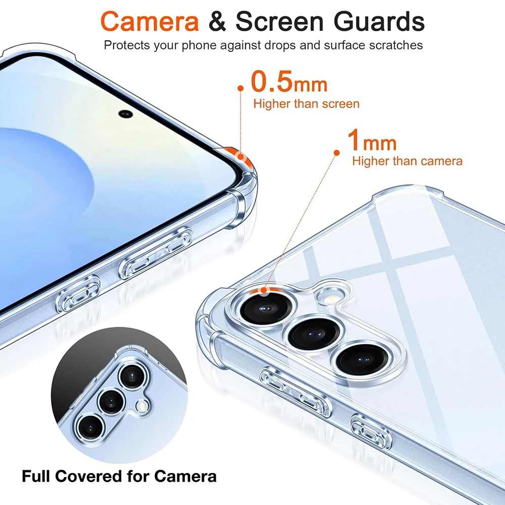 Фото Толстый противоударный чехол для Samsung S25 S24 S23 S21 Fe S22 Ultra A17 A56 A16 A36 A55 A35 A15 A54 A14 A34 A53 A33 Прозрачный чехол №3