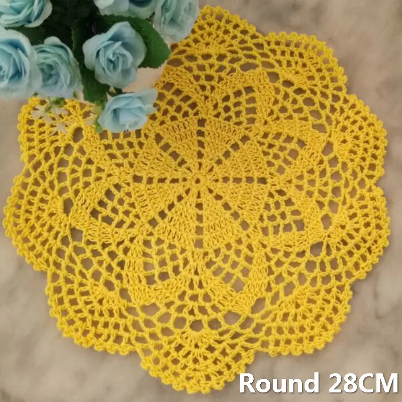 

Кружевная вязаная салфетка из хлопка 28 см