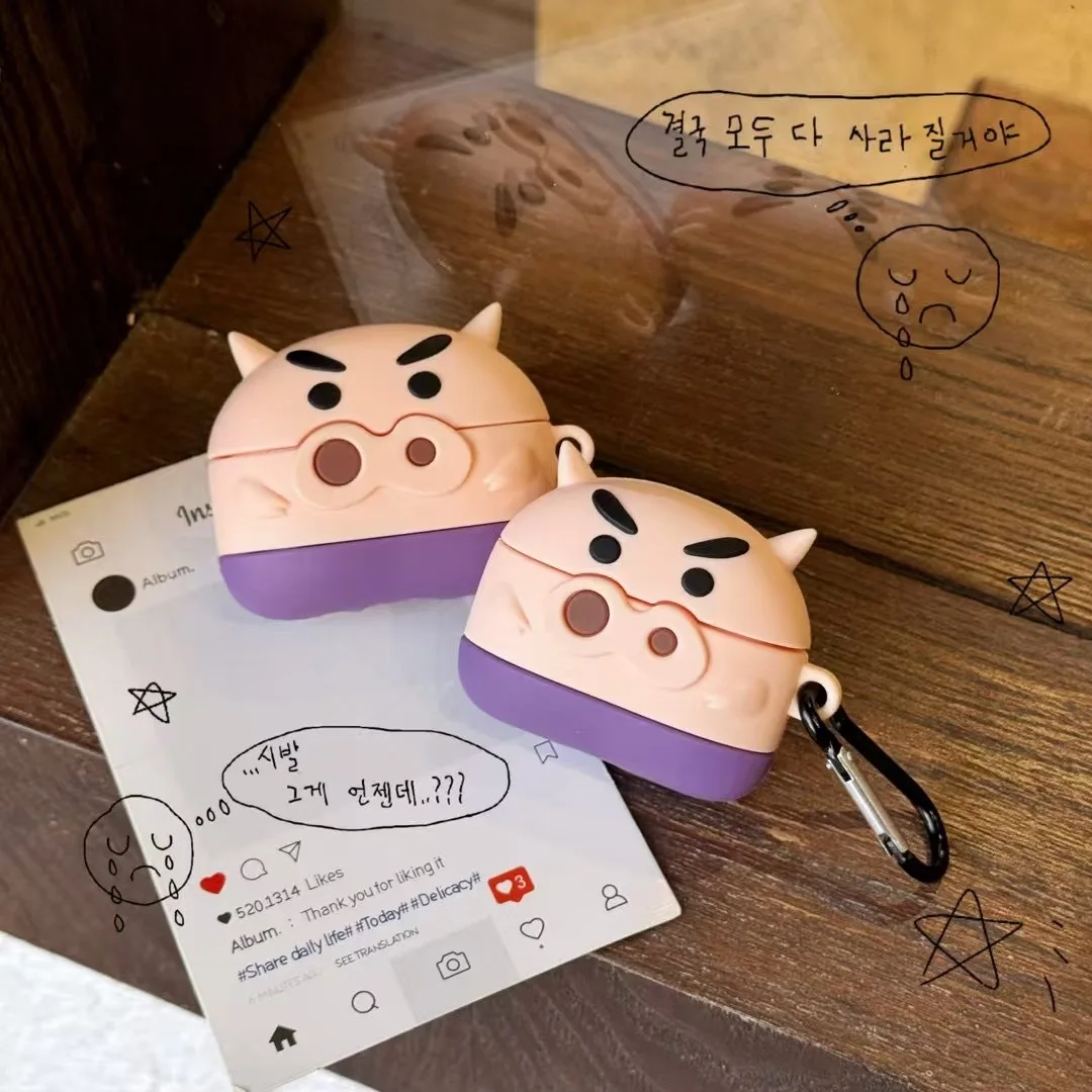 Фото Чехол для Airpods Pro 3, силиконовый защитный чехол для наушников 3D Buriburizaemon Pig для Airpods Pro 2/Airpods 4 3 2 1, детский чехол №2