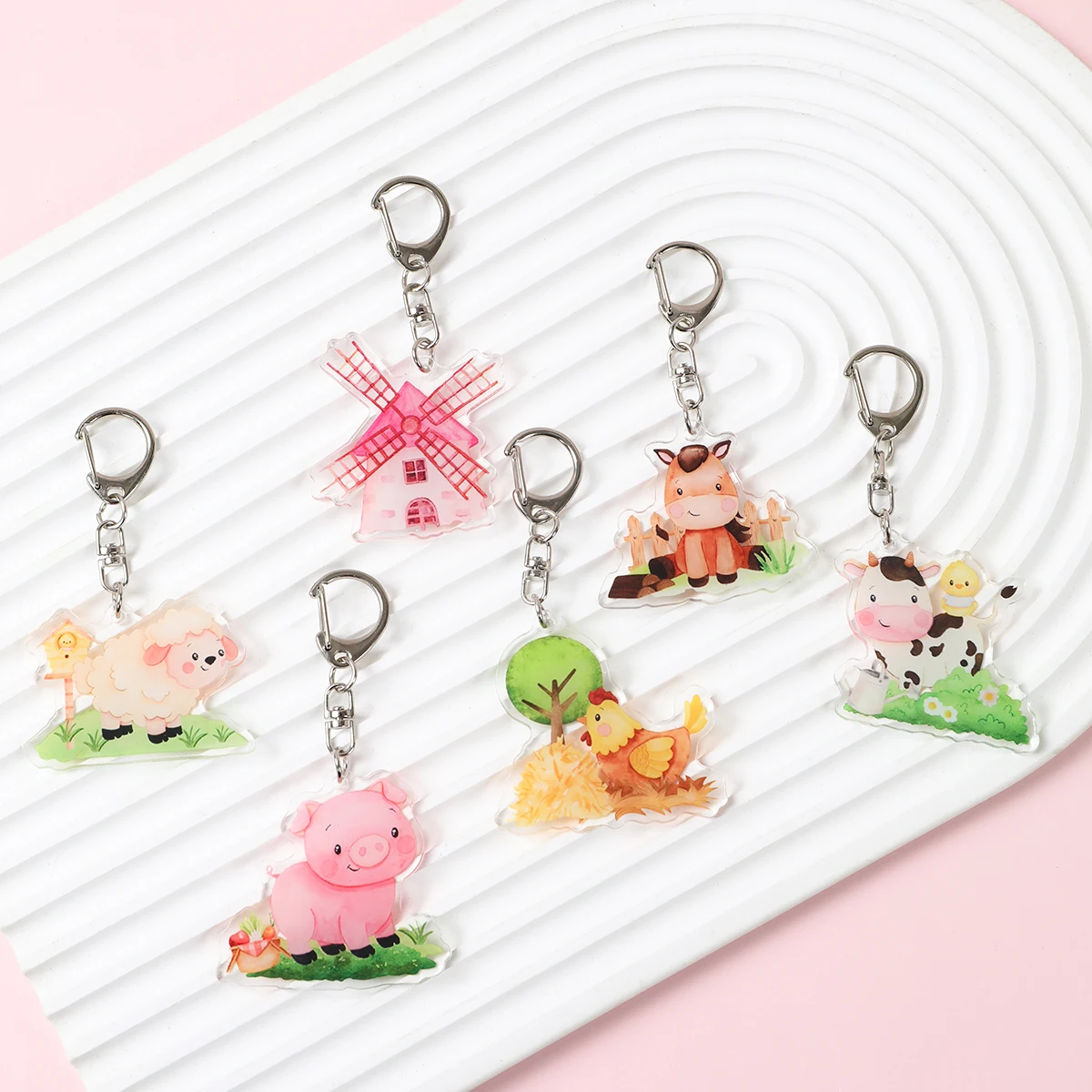 6 шт. акриловые подвески в виде животных