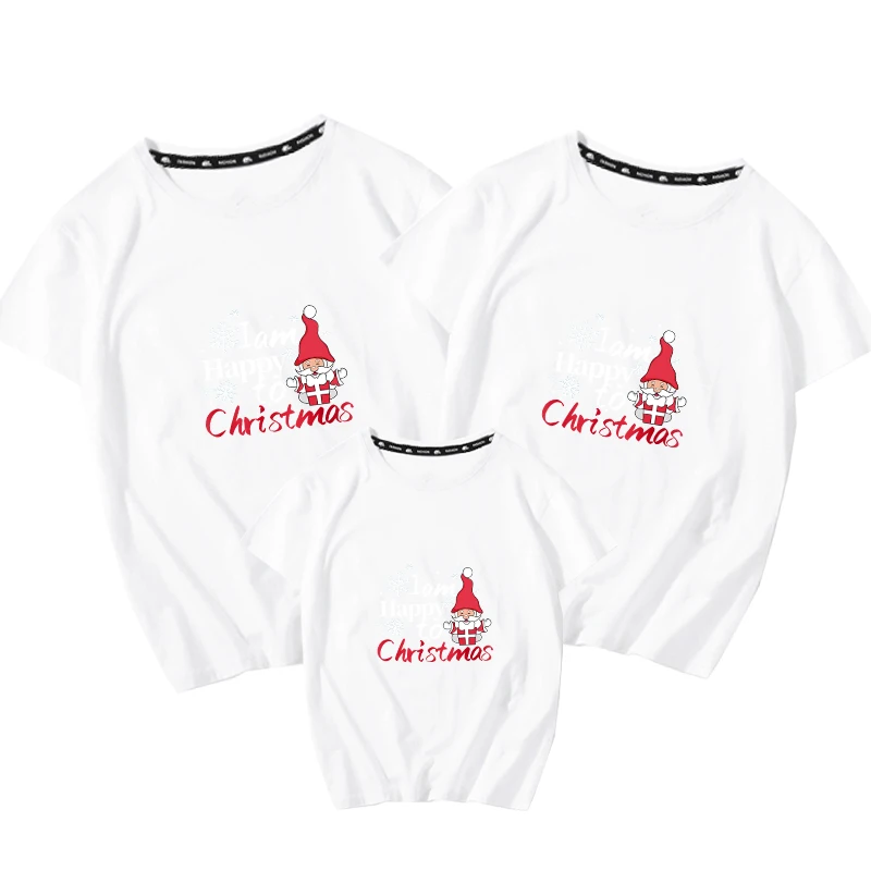 

2022 New Santa Claus Christmas Clothing Family Matching Outfits Red 4XL Men Women Children Cotton T Shirts