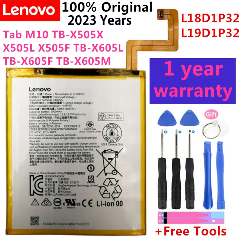 

Original 4850mAh L18D1P32 Tab Replacement Battery For Lenovo Tablet M10 TB-X605L TB-X605F TB-X605M TB-X505X x505L+ Tools kit