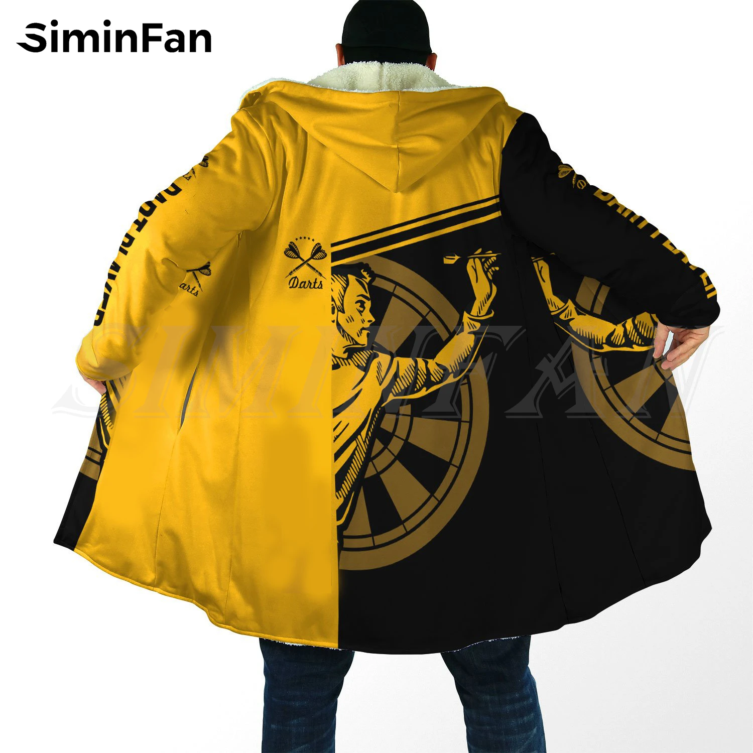 Мужская зимняя теплая фланелевая куртка с капюшоном и 3D-принтом