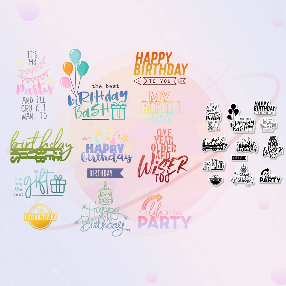 2022 New Happy Birthday Clear Stamps Colorfu Balloons DIY Stencil For Decor Scrapbooking Embossing Template Paper Card |
