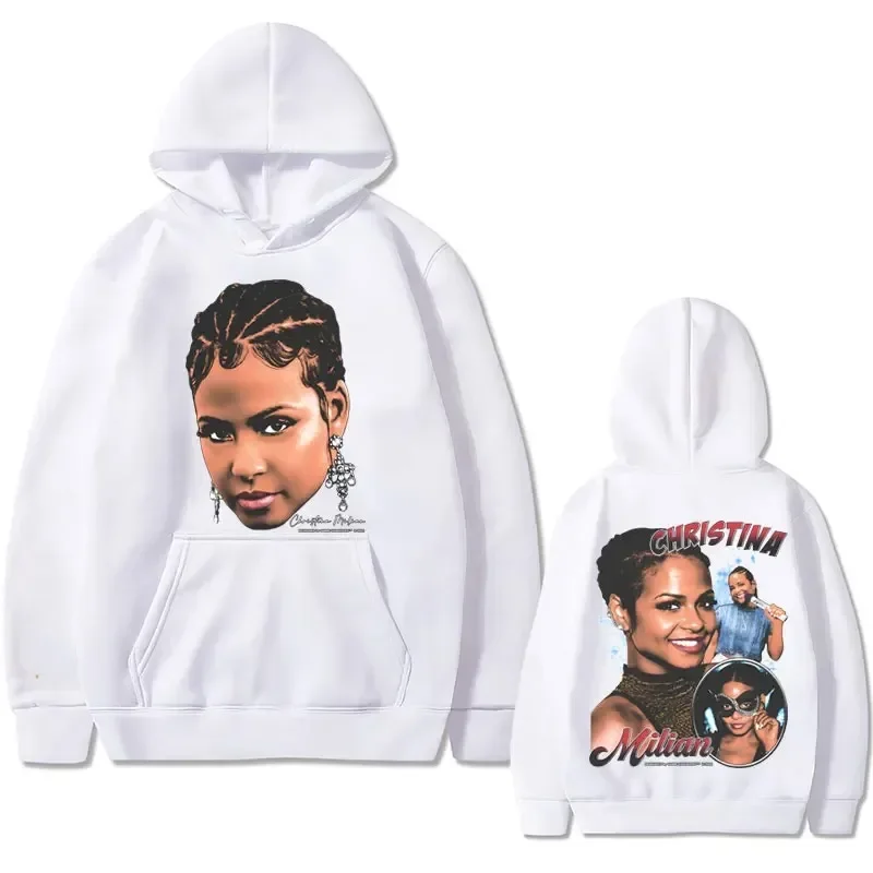 Винтажная Толстовка Унисекс В Стиле Хип-хоп С Капюшоном Christina Milian Рэпера
