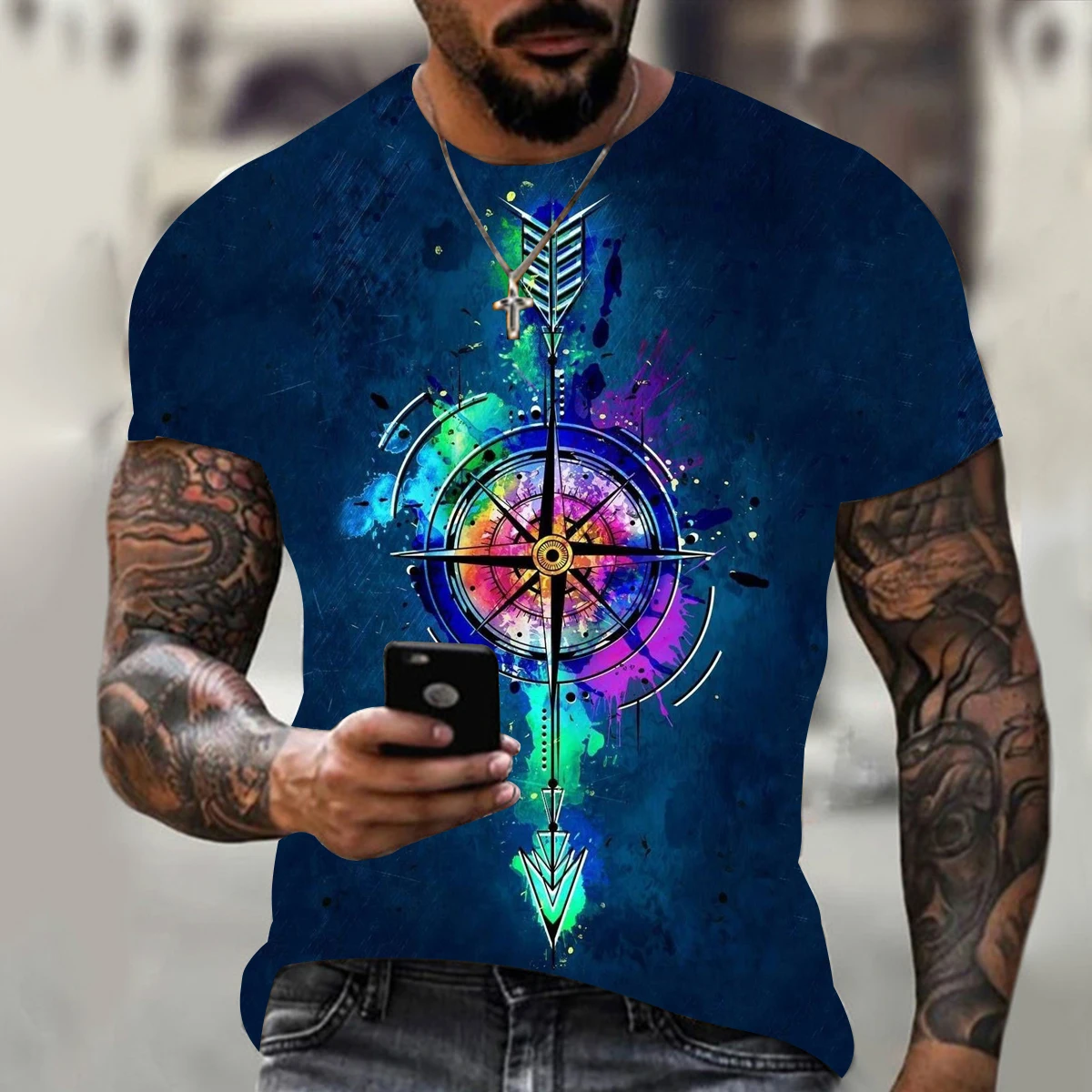 

Oversized 3D Print Shirts for Men Vintage Harajuku Short-Sleeved Summer Boat Anchor Tracksuit Male Clothing Casual Streetwear