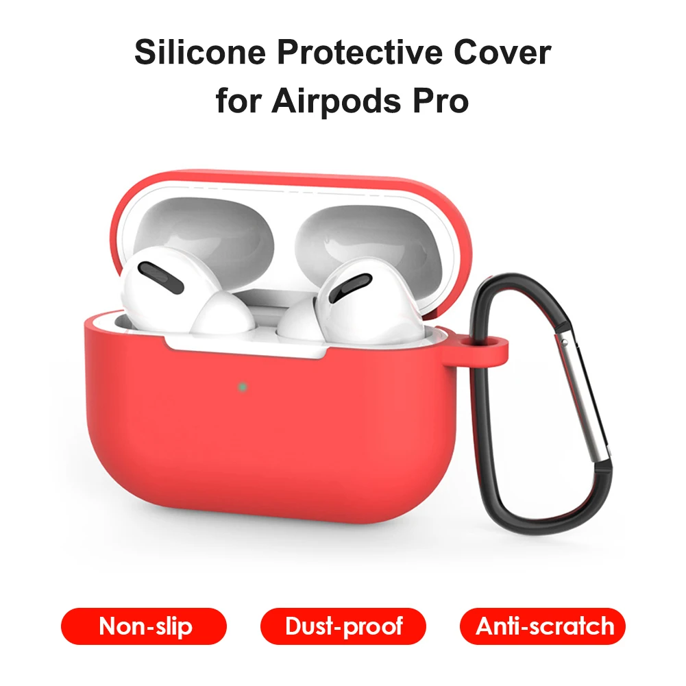 

For Airpods Pro Case Wireless Bluetooth Earphone Protective For Airpods Pro Silicone Cover headphone Accessories With Carabiner