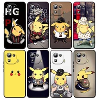 fashion cute pikachu pokemon for xiaomi mi 12 12x 11t 11 11i 10i 10t 10s note 10 9t 9 se lite ultra pro 5g black capa phone case