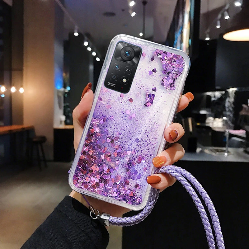Фото Чехол из жидкого силикона с блестками для Xiaomi Redmi Note 12 11 11S 10 10S 9 9S 8 8T 7 6 5 Pro 4G №2