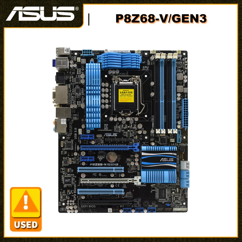 

ASUS P8Z68-V/GEN3 LGA 1155 Motherboards DDR3 Ram Intel Z68 PCI-E 3.0 VGA USB3.0 ATX Placa-mãe For Core i3-2105 i7-3770 cpus