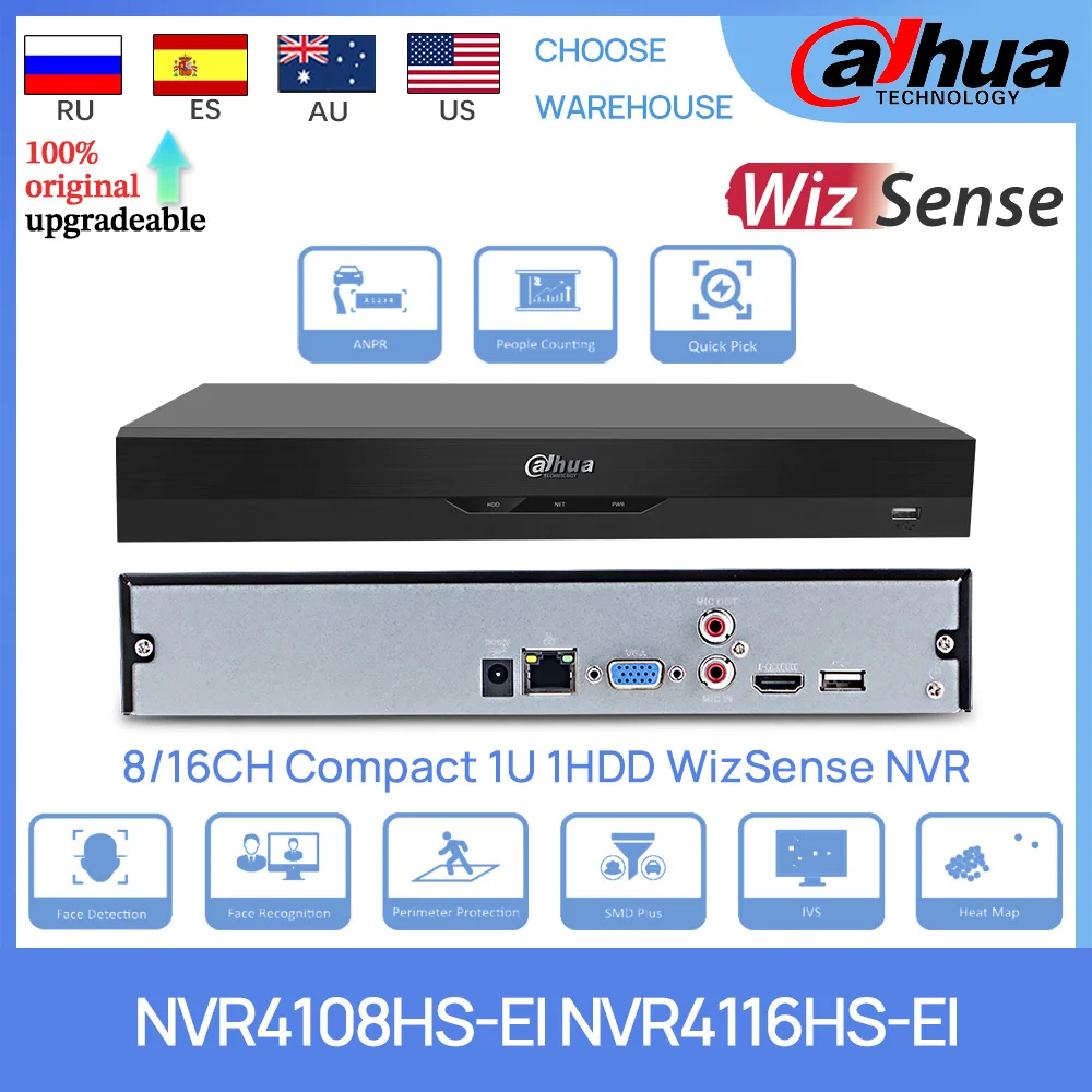 Dahua Original NVR4108HS-EI NVR4116HS-EI 8CH/16CH Компактный 1U 1HDD WizSense AI Сетевой видеорегистратор SMD Plus