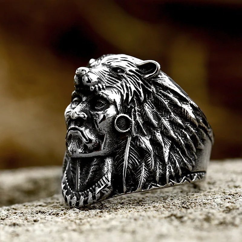 

2022 новый стиль стальной солдат оптовая продажа норвежский викинг Медвежонок кольцо из нержавеющей стали ювелирные изделия Винтажное кольц...