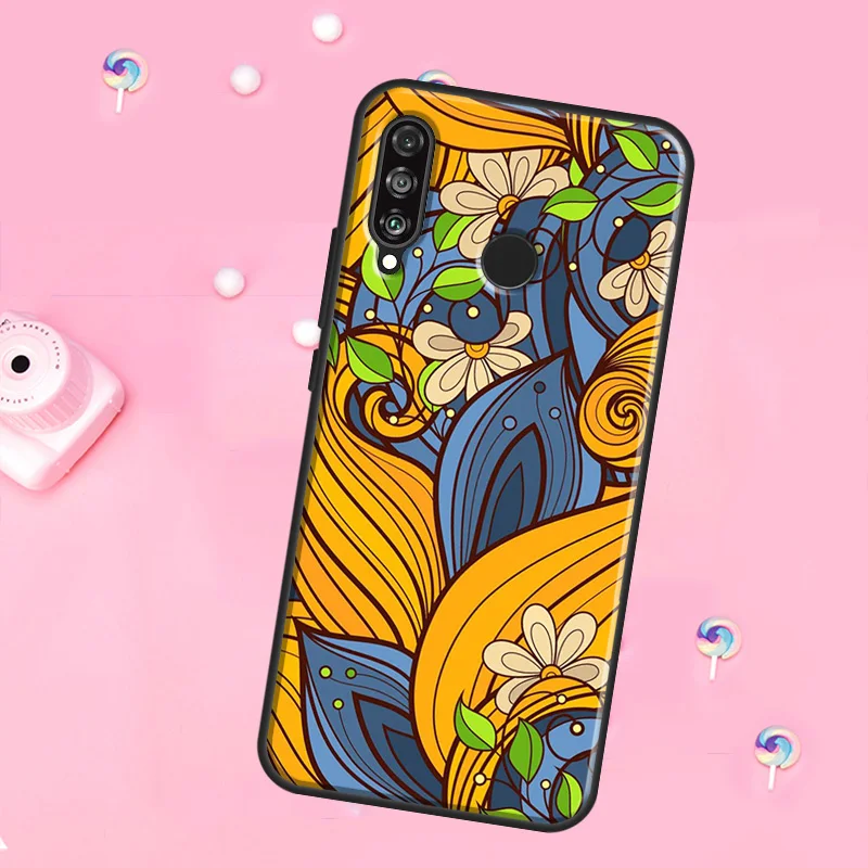 Фото Чехол с русским цветочным узором в стиле Хоклому для Huawei Nova 11 Pro 10 9 SE Y70 Y60 Y90 Y61 Y91 Y73 Y72 12s 12i 11i 8i P30 P40 Lite №2