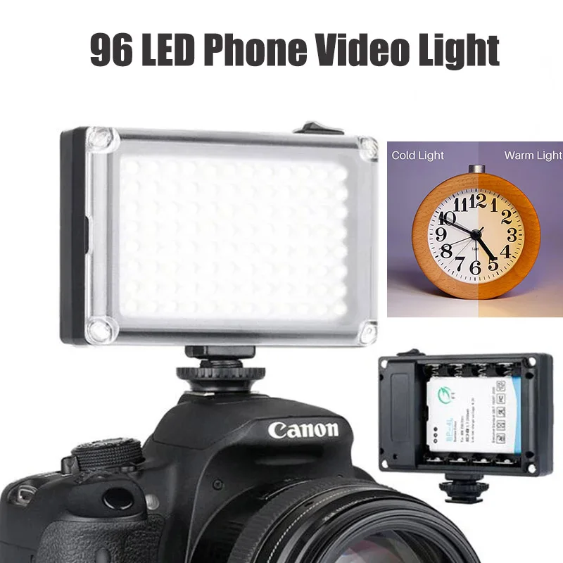 

96 LED Phone Video Fill Lighting on Camera Hot Shoe LED Lamp for Phone Camcorder Canon Nikon DSLR r30 photography accessories