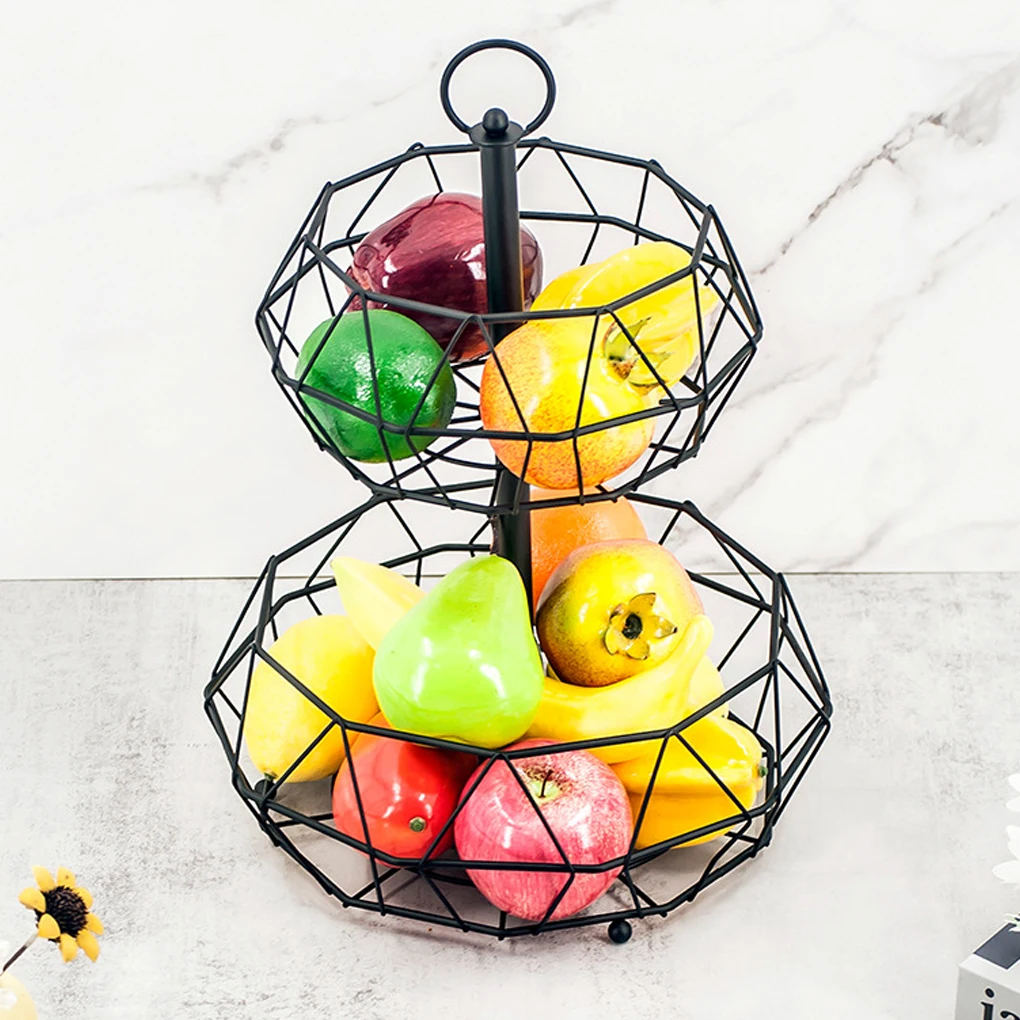 

2-tier Fruit Basket Rack Organizer Countertop Holder Tea Table Ornament