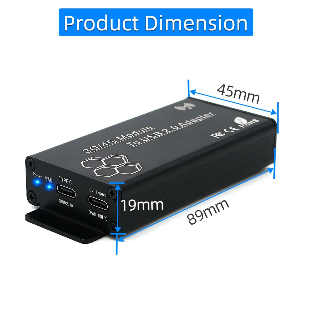 M.2 Wifi Adapter NGFF to USB 2.0 TYPE C Cable SIM Card Slot 5V Auxiliary Power for WWAN/LTE/3G/4G Module |