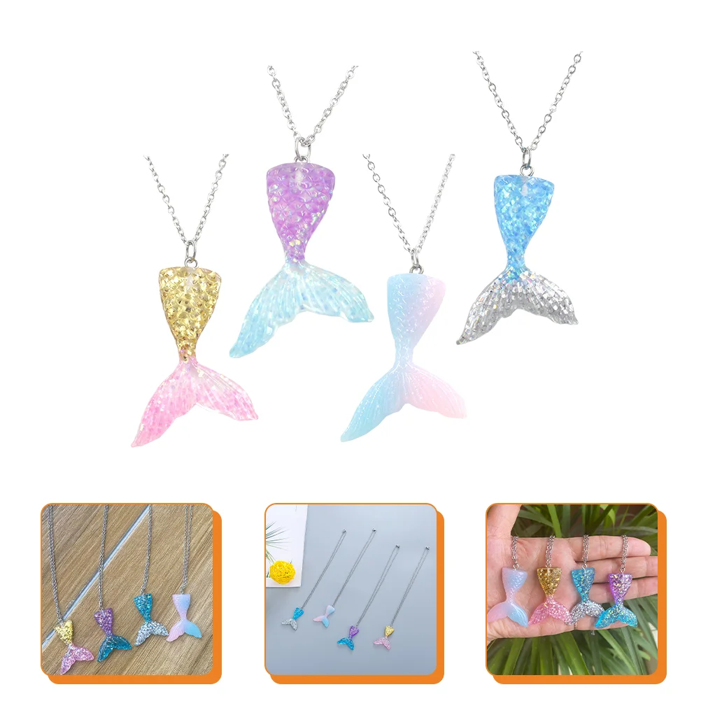 

Mermaid Necklace Women Little Birthday Party Supplies Jewelry Girls Tail Necklaces Gift Kids Educational Toys