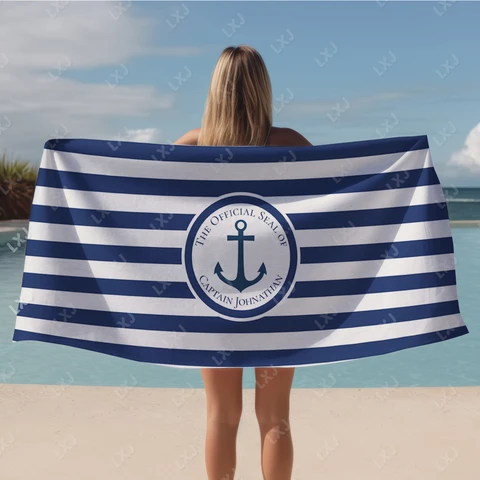 Персонализированное пляжное полотенце с именем лодки, 100% полиэстер