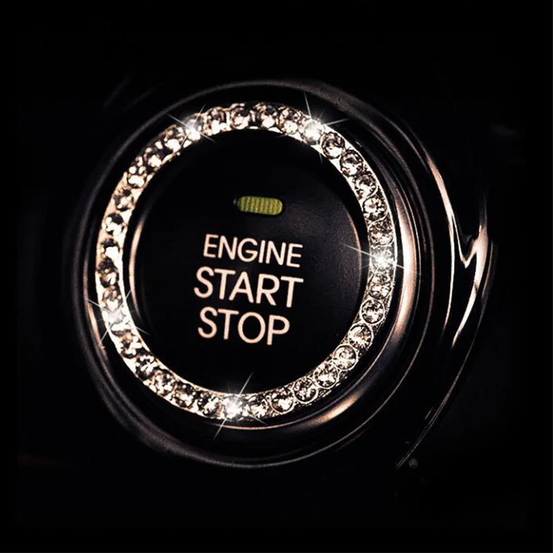 

Engine Start Stop Button Ignition Switch Trim Ring Sticker Car Supllies Accessories Interior Auto Decoration Bling Glitter Decor