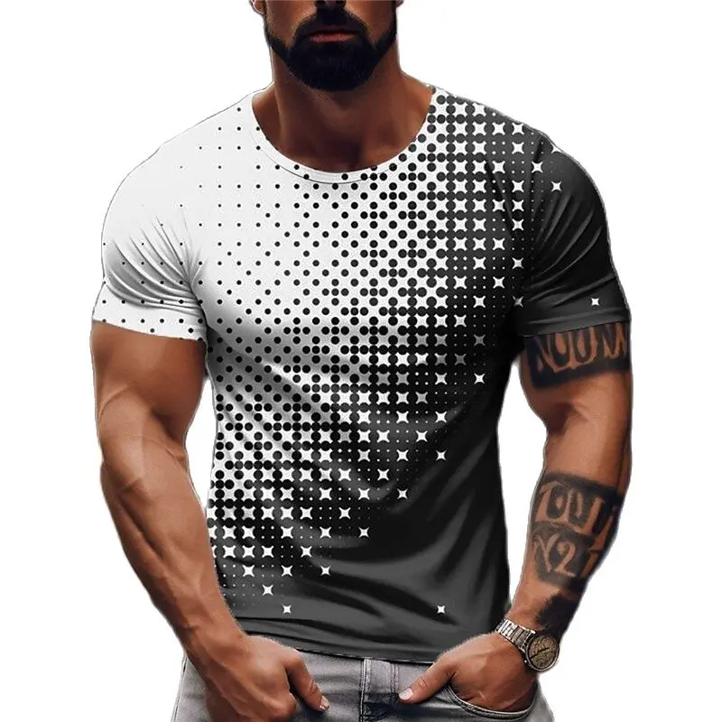 

Summer Men'S T Shirt Street Short Sleeve Polka dots Print T-Shirts Fashion Loose Top Oversized Clothing Casual Vintage T Shirt