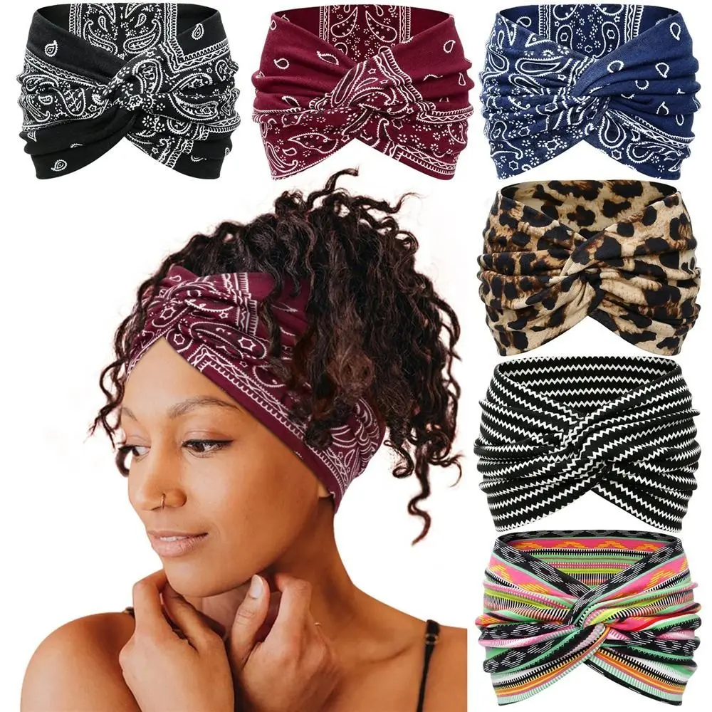 

1 Pcs Fabric Wide Headbands for Women Extra Large Turban Workout Head Wraps Yoga Hair Bands Boho Twisted Thick Hair Accessories
