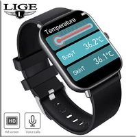 lige bluetooth call smart watch men women full touch fitness tracker waterproof heart rate temperature smart bracelet smartwatch