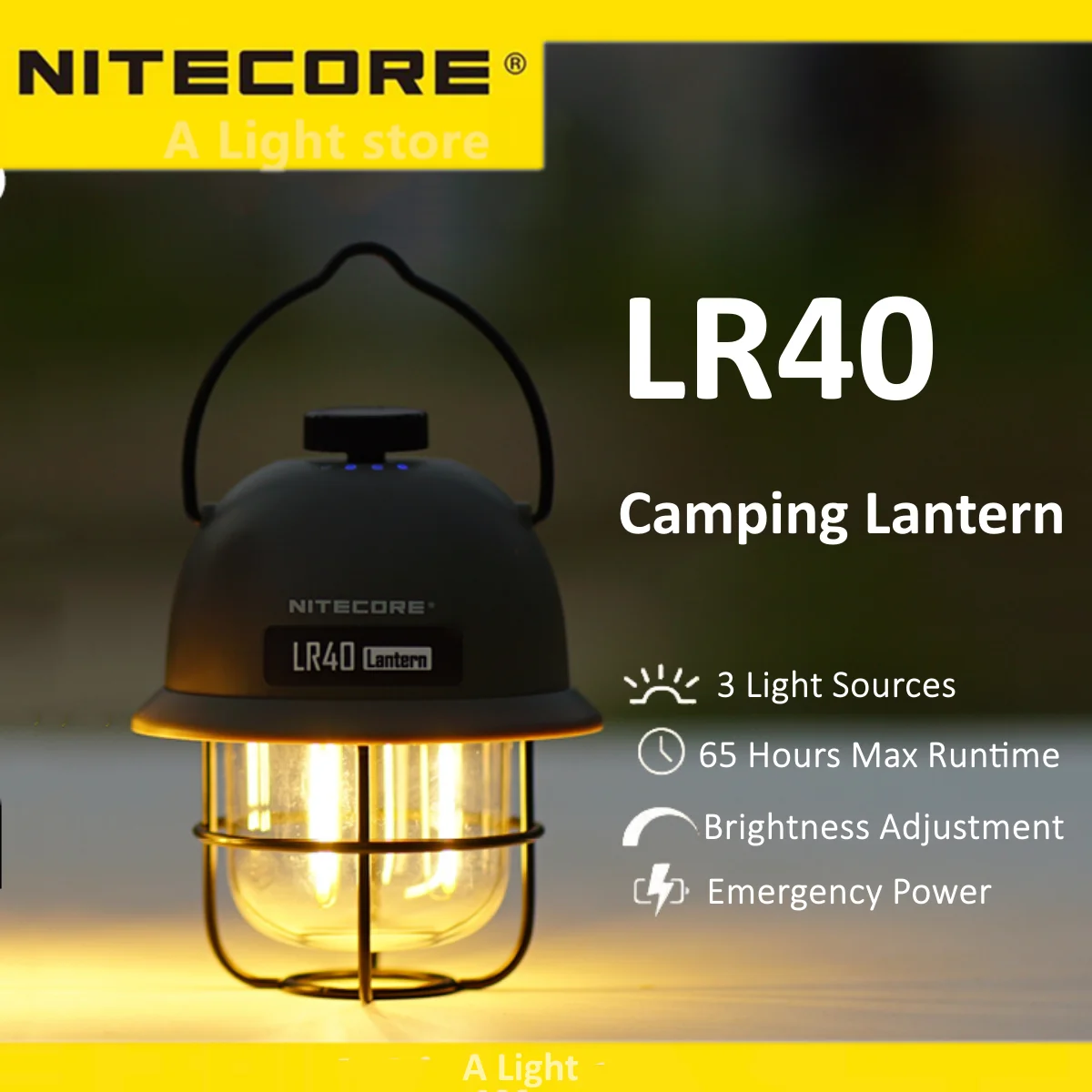 NITECORE LR40 фонарь для кемпинга USB-C перезаряжаемый 100 люмен время работы 65 часов 3