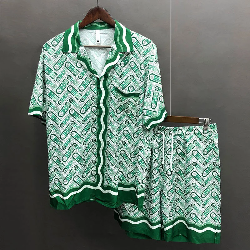 

Digital Print Mens Summer Shirts Suit Hawaii Printing Men Set Casual Tracksuits Fashion Brand Shirt Loose Shorts Suit Men