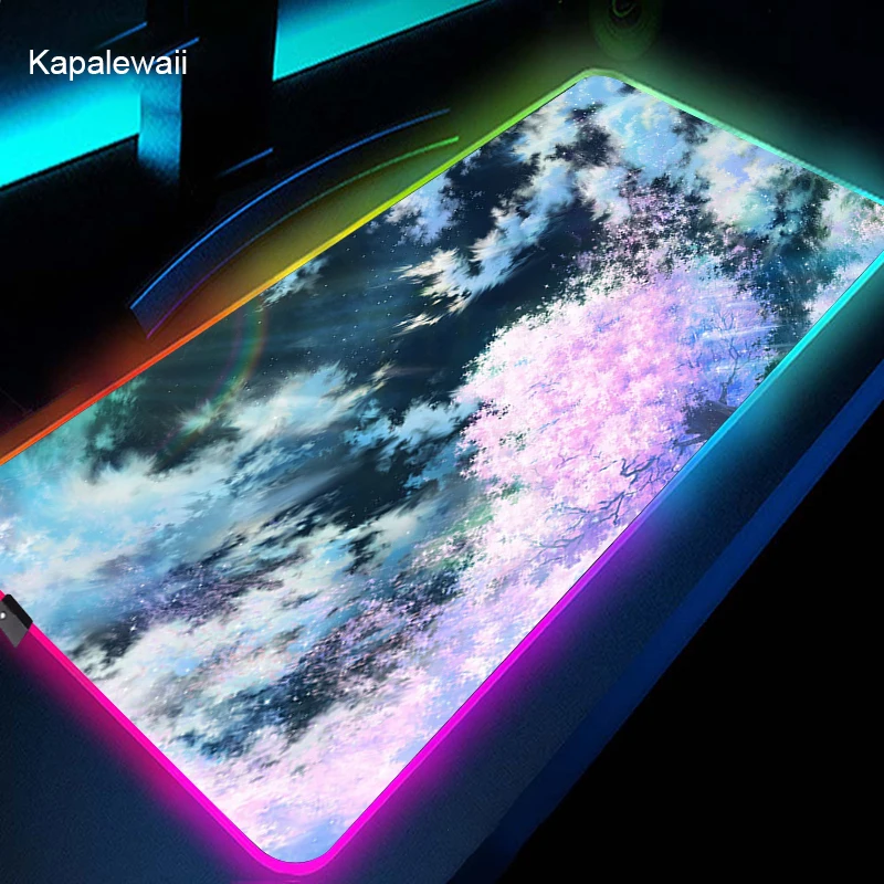 

Flower Landscape Mouse Pad Pc Rgb Anime Rug Gamer Accessories Gaming Mats with Backlight Mat Mousepad Speed Led Keyboard Mat
