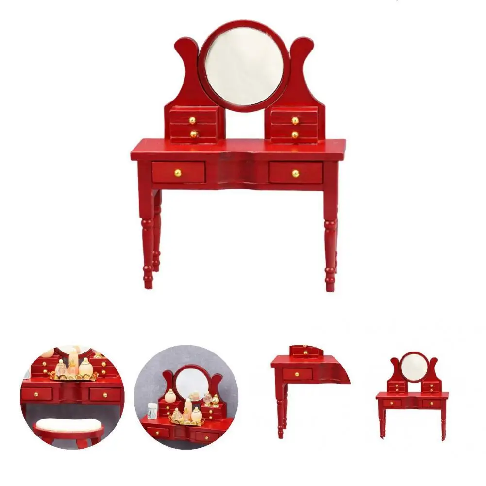 

Accessories Red Wood Color 1/12 Scale Bedroom Dressing Table for Entertainment