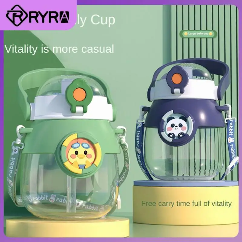 

1pc Large Capacity Cup Length Adjustment Student Cup Anti-falling Durable Childrens Portable Straw Cup Moe Fun Belly Cup 600ml