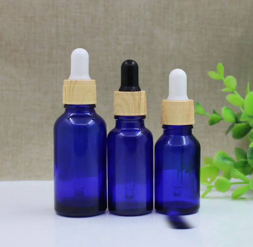 

5ML brown/clear/blue/green glass bottle wooden shape dropper lid essential oil liquid eye serum moisture sample packing