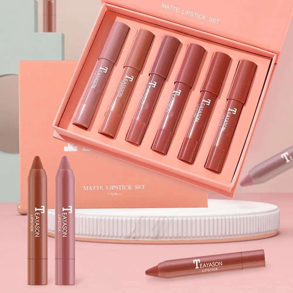 

Косметика, 6 шт., безопасные матовые помады для женщин, Портативные помады, стойкие для студентов