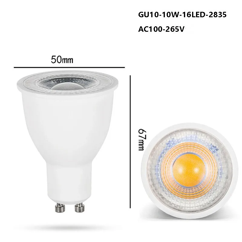 Фото Gu10 Светодиодные прожекторы AC 110 В 220 В 10 Вт 15 Вт Подсветка без стробоскопа SMD2835 Чашка лампы Светодиодная лампа Теплый холодный натуральный белый свет