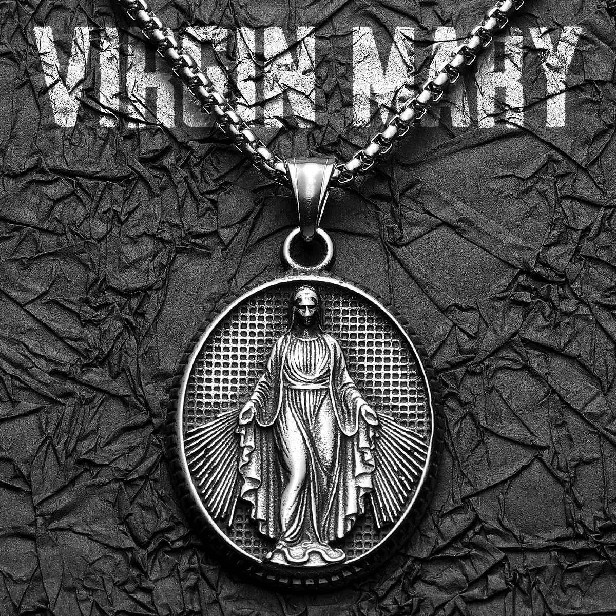 

Christian Virgin Mary Stainless Steel Men Necklaces Pendant Chain Powerful Amulet New Vintage For Women Jewelry Gifts Wholesale