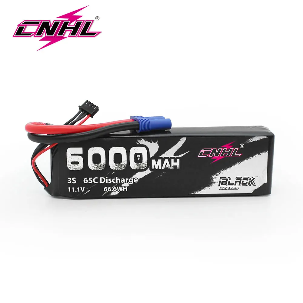 Литий-полимерный аккумулятор CNHL 11,1 В 3S 6000 мАч 65C черная серия с разъемом EC5 для самолетов, вертолетов, автомобилей, лодок, багги-багги