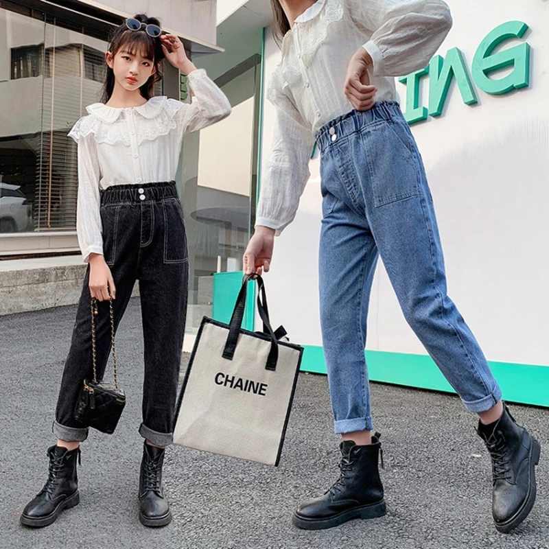 

Детские джинсы с высокой талией, на Возраст 4- 12 лет