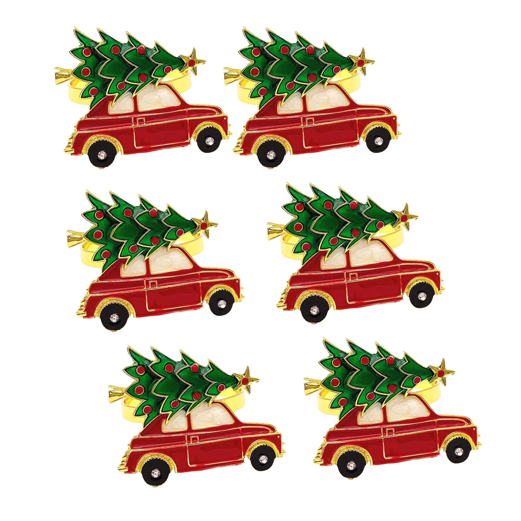 

Christmas Dinner Napkins Tree Car Design Buckle Clasps Decorations Inlaid Rhinestone Paper Towels Dinning Jewelry Gifts